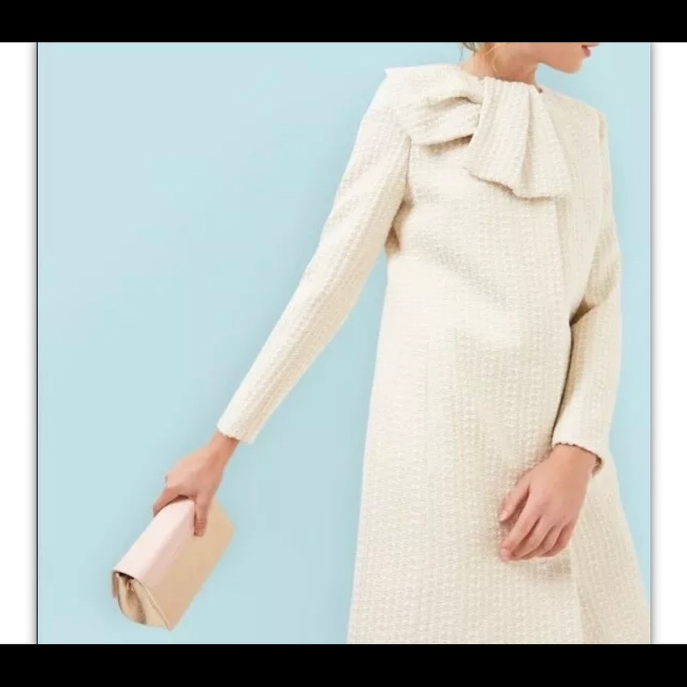 Ted Baker 0 (US 2) Tweed Sparkle cream bow Coat